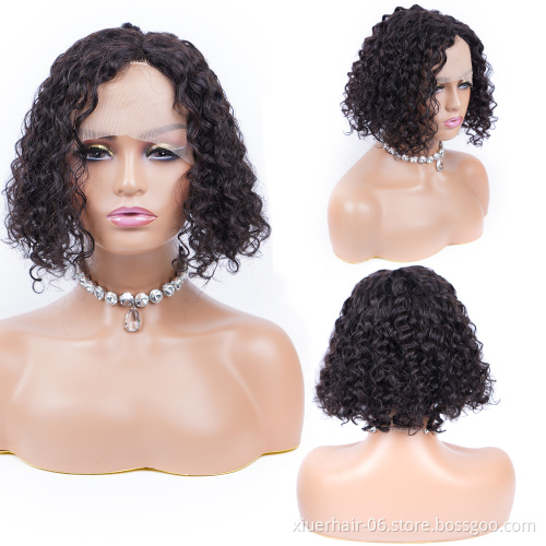 12A Grade Yaki Kinky Curly Short Pixie Human Lace Glueless Lace Front Color Curly Human Hair Wigs For Black Women With Baby Hai